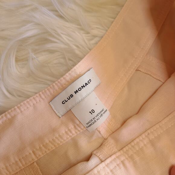 Club Monaco Culotte Linen Wide Leg Pant Cropped Porcelain Beige 10 Flowy Beach - Picture 3 of 5